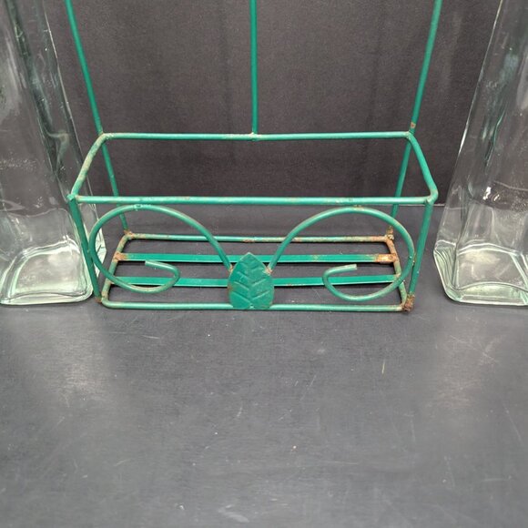 Four Piece Storage Set 13" Green Metal Rack and 3 Grapes Glass 10" Jars No Lids - Picture 8 of 9